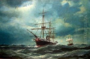 Full Steam Ahead - A British Ironclad War Ship In Choppy Waters by Edward Hoyer