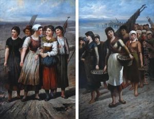 Fisherwomen Returning Homein Sicily by F.J. Hoyer