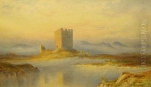 A Ruined Castle In Misty Highland A Ruined Castle In Misty Highland