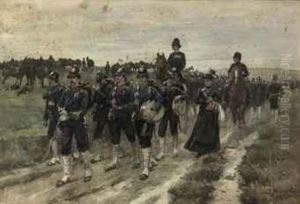 Dutch Military Parade With Sutler by Jan Hoynck Van Papendrecht