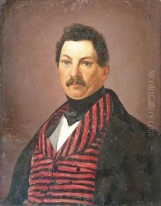 Bust Of A Darkhaired Man With Moustache by Philipp Hoyoll