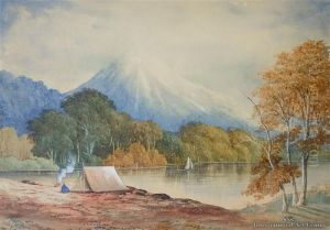 Campsite At Lake Mangamahoe, Mt Egmont by John Barr Clarke Hoyte
