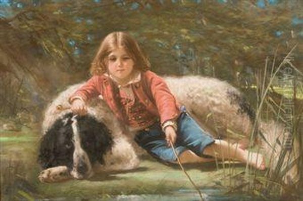 Garcon Pechant Avec Son Chien - view 1