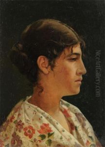 Young Girl In Profile by Pierre Adolphe Huas