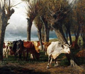 Cattler Herd Under Pollarded Willows by Carl Rudolf S. Huber