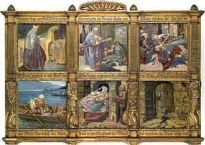 Six-part Polyptych With Scenes From The Rhinelandlegends About Bischop Batto Of Mainz by Josef Huber Feldkirch