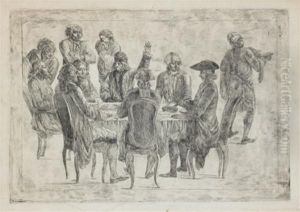 Le Dejeuner De Voltaire A Fernay (d'apres Denon ?) (portalis Et Beraldi P by Jean Huber