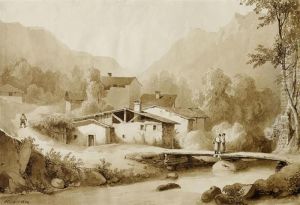 Gebirgslandschaft Mt Gehoft An Einem Fluss Gebirgslandschaft Mt Gehoft An Einem Fluss