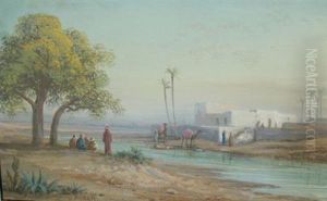 Figures And Camels Before Awalled City