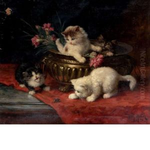 Kittens At Play by Leon Charles Huber