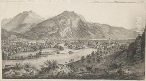 Panorama De Interlaken Et Unterseen Prise De La Goldeg. by Rudolf Huber