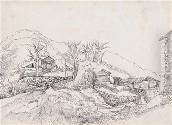 Waldhutten In Einer Gebirgigen Landschaft - view 1