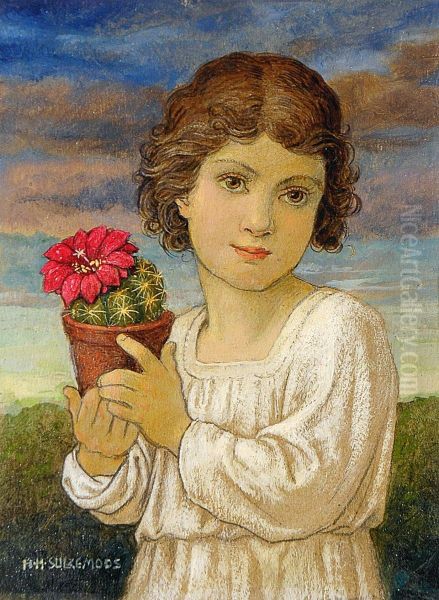 Madchen Mit Bluhendem Kaktus - view 1