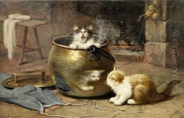 Chats Jouant Pres D'un Feu - view 1