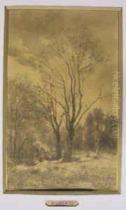 Description:boslandschap by Edouard Jules Joseph Huberti