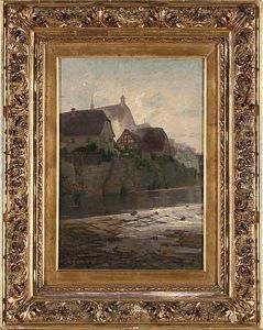 Altstadtpartie Mit Flusslauf Und Wehr