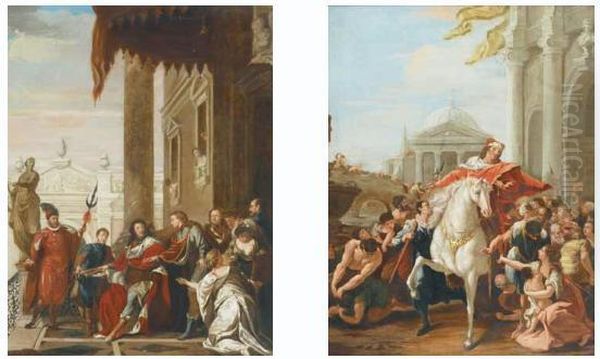 The King And His Court; The King Being Blessed By The Throngs - view 1