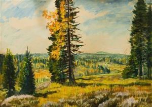 An Autumn Landscape by Antonin Hudecek