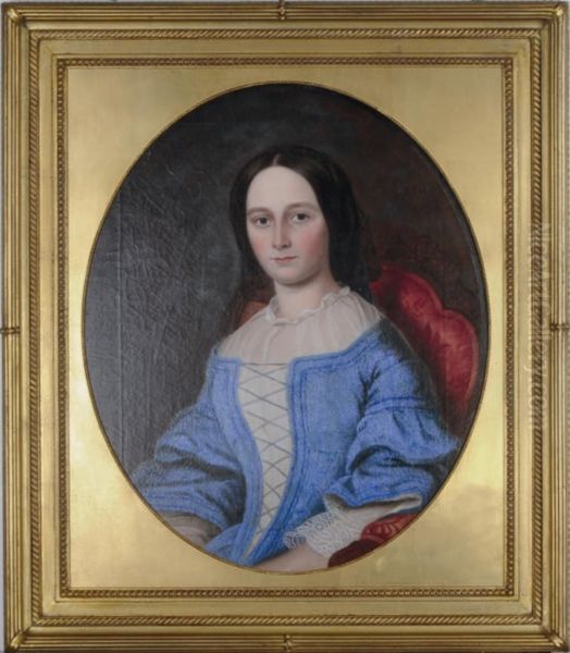 Portrait Of A Lady In A Blue Dress - view 1