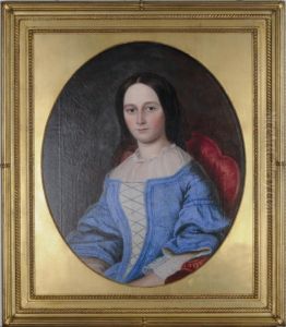 Portrait Of A Lady In A Blue Dress by Benjamin Hudson