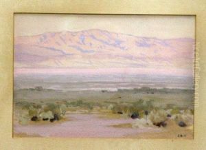 A Desert Landscape; Pink Sky Over The Desert (a Pair) by Charles Bradford Hudson