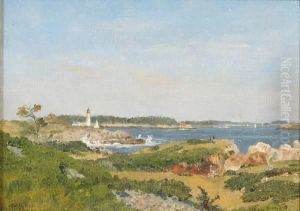 Coastal Scene With Lighthouse by John Bradley Hudson