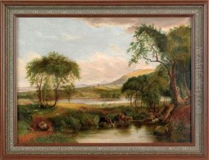River Landscape by Samuel Adams Hudson