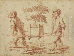 Deux Singes Portant Un Arbre En Pot