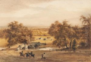 Une Paire De Paysages Animes by Franois Huet
