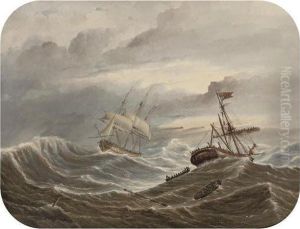 A Royal Naval Frigate Picking Up Survivors From A Ship In Distress by James Miller Huggins