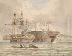 The Atna Fitting For Foreign Duty, Portsmouth Harbour by James Miller Huggins