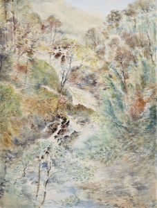 A Waterfall Thought To Be Near Capel Curig by William Huggins