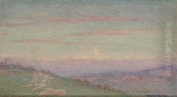 Sheep In A Moonlit Landscape - view 1