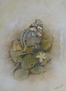 Still Life Study Of A Red Admiral Butterfly On Blackberries by Christopher Hughes