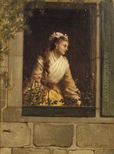 A Girl In A Window by Edwin Hughes