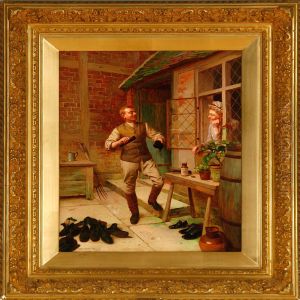 The Butler Is Polishing Shoes While Flirting With The Maid by Edwin Hughes