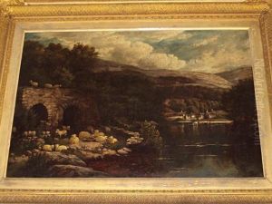 Lime Kilns At Pentre Fellin On The Dee Near Llangollen by John Joseph Hughes