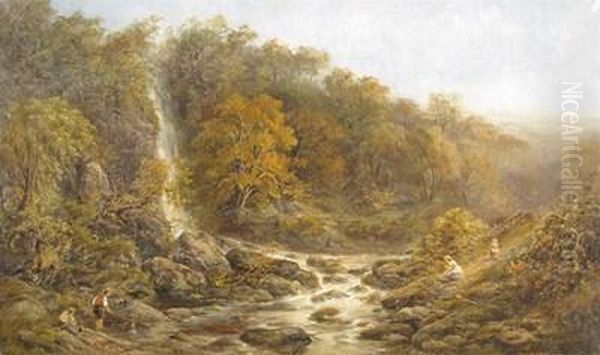 Fishing By The Waterfall At Pistyll Rhaeadr, Wales - view 1