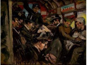 Dans Le Wagon D'un Omnibus A Cheval, Circa 1910 by Aloys Hugonnet