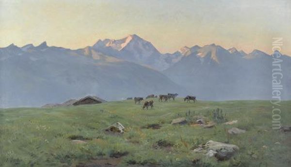 "le Soir Sur L'alpe". - view 1