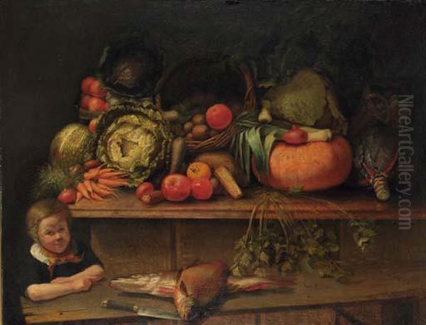 A Boy Standing By A Kitchen Still Life - view 1