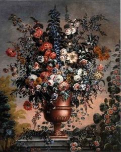 Bouquet De Fleurs Sur Un Entablement 
Huile Sur Toile by Pierre-Nicolas Huillot