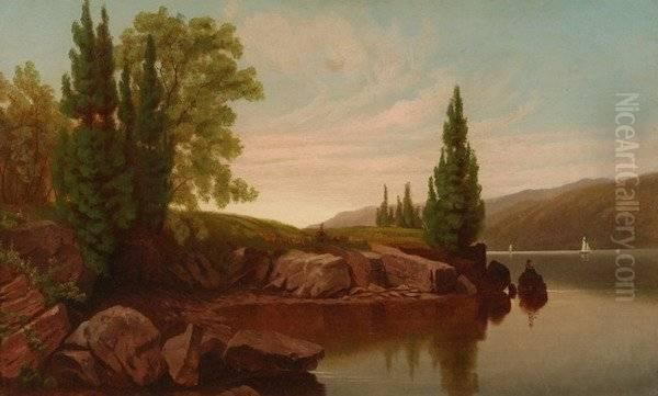 River Bank View,
Signed And Dated 1877, Lower Left - view 1