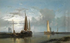 Fishing Vessels In An Estuary by Abraham Hulk Jun.