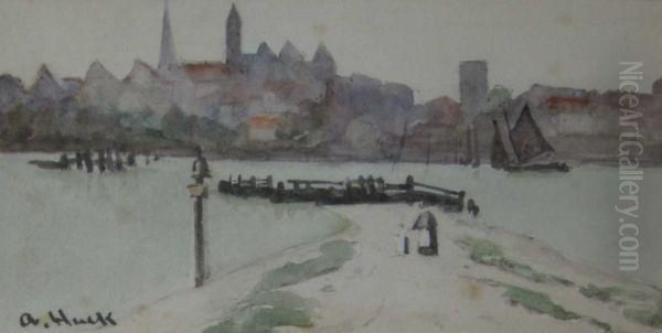 Mother And Child Before A Harbour - view 1