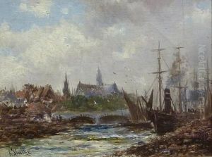 Busy River Scene by Abraham Hulk Jun.