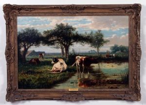Near The Brook, Landscape With Cows