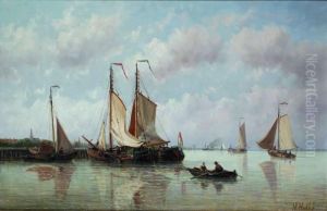 Zeilschepen In Riviermonding by Hendrik Hulk