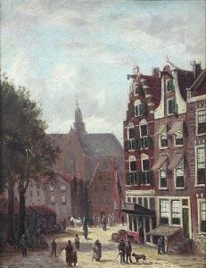 Dutch Street Scene by Johannes Frederik Hulk, Snr.
