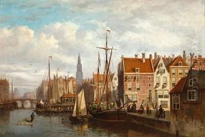 A View Of Amsterdam by Johannes Frederik Hulk, Snr.